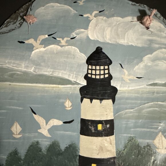 Vintage Young's Incorporated Slate Plaque Lighthouse Hand Painted 13"L x 10"W - Picture 4 of 16